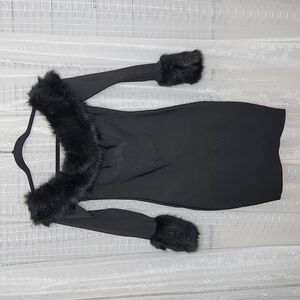 WOW couture | Dresses | Nwt Wow Couture Fur Collar Bodycon Wiggle Cocktail  Sexy Little Black Dress Szs | Poshmark